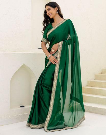 Green Silk Sequence Lace Saree