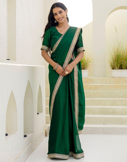 Green Silk Sequence Lace Saree