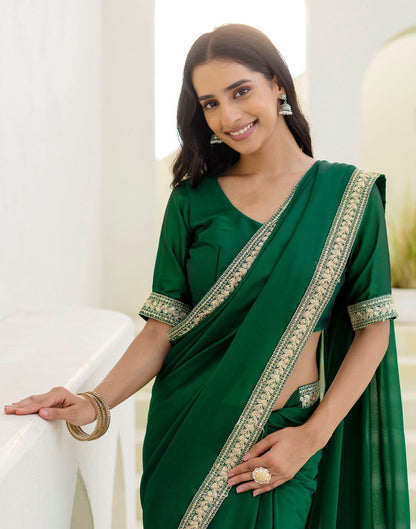 Green Silk Sequence Lace Saree