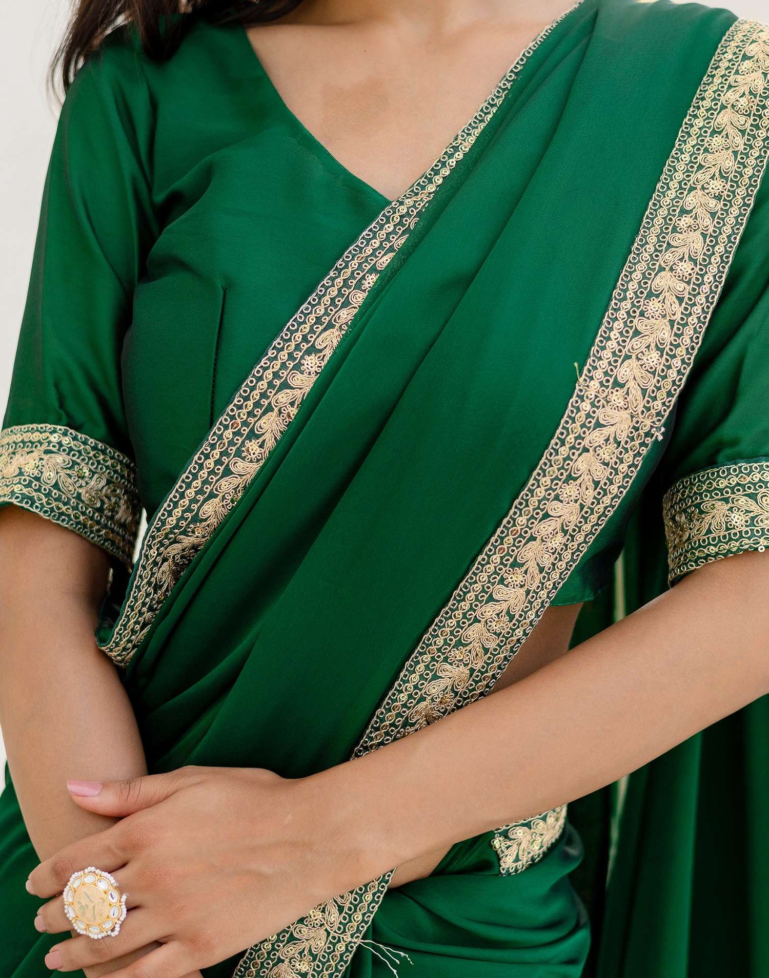 Green Silk Sequence Lace Saree