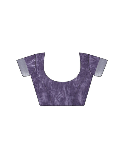 Dark Lavender Linen Printed Saree