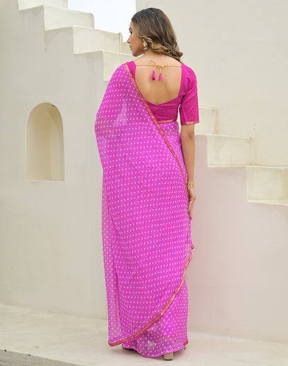 Pink Chiffon Printed Saree