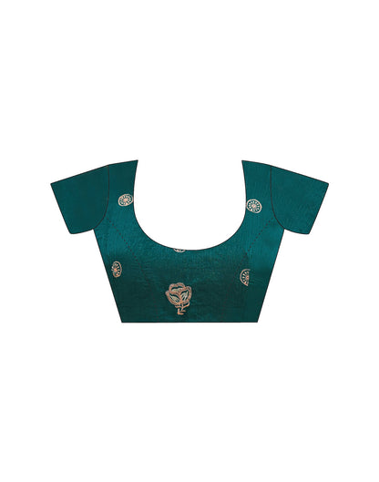 Teal Green Shimmer Embroidery Swarovski Saree