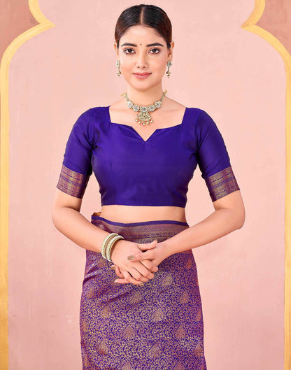 Dark Purple Silk Woven Banarasi Saree
