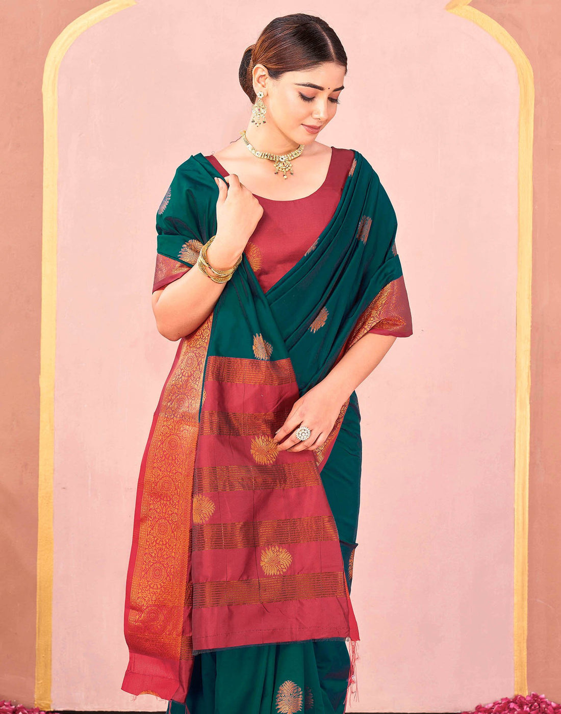 Rama Green Silk Woven Saree