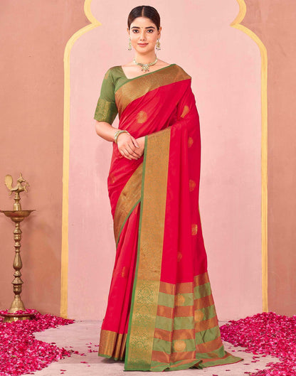Red Silk Woven Saree