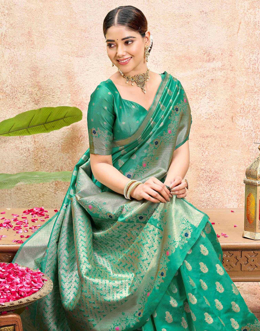 Mint Green Silk Woven Banarasi Saree
