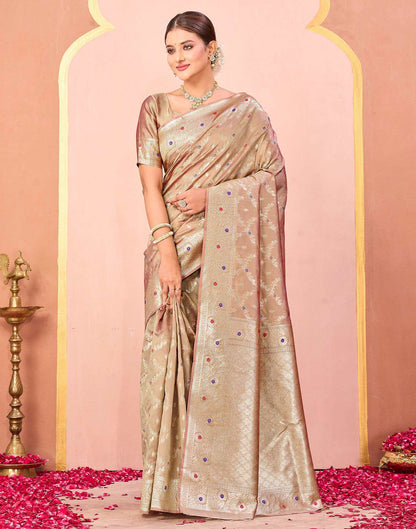 Dark Beige Silk Woven Saree