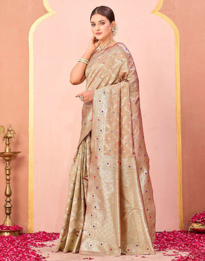 Dark Beige Silk Woven Saree