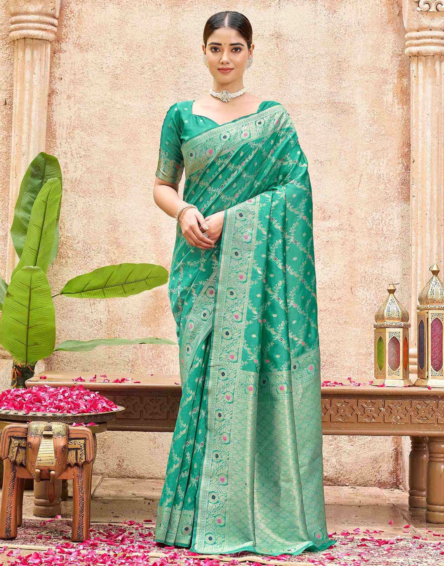 Mint Green Silk Woven Saree