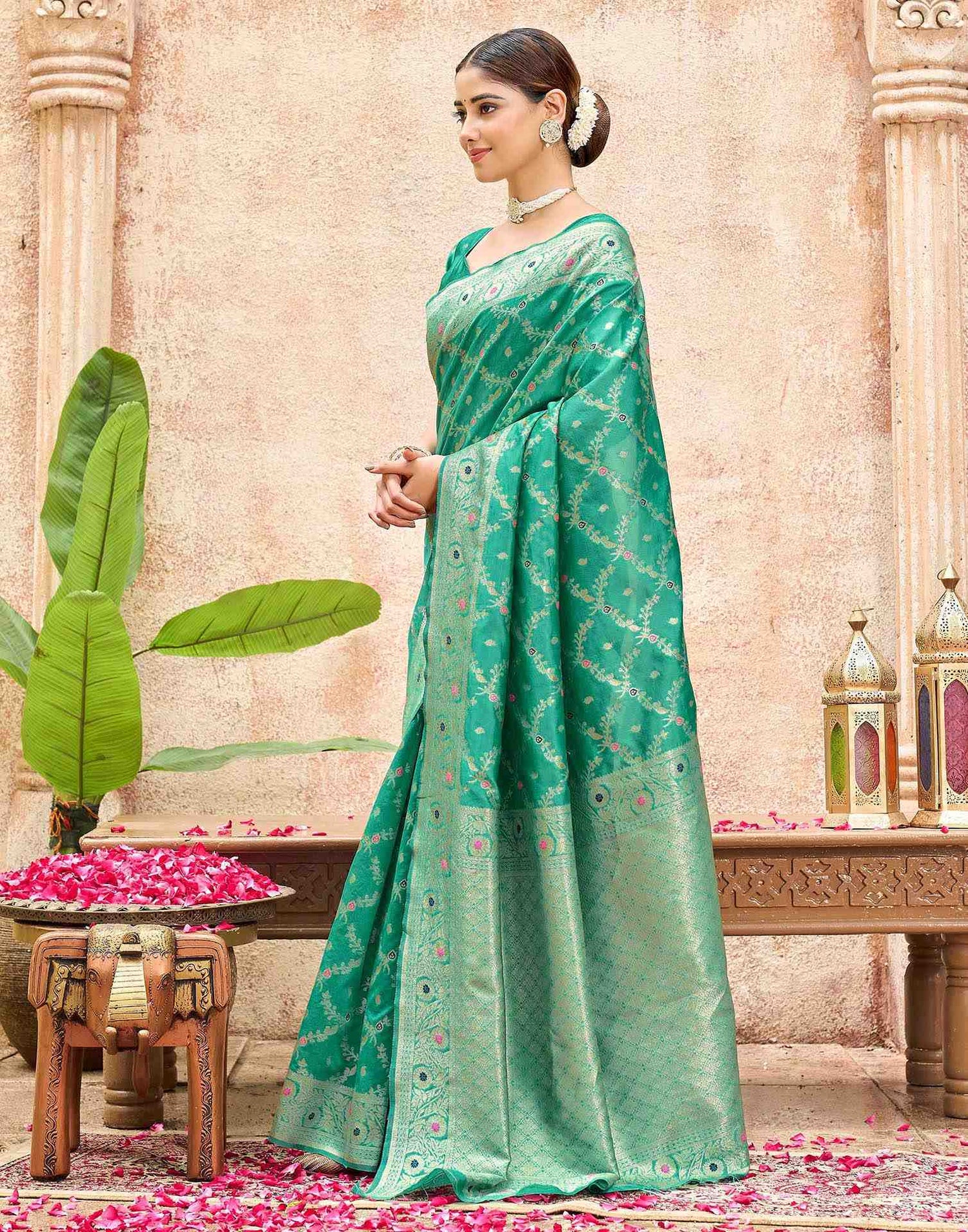 Mint Green Silk Woven Saree