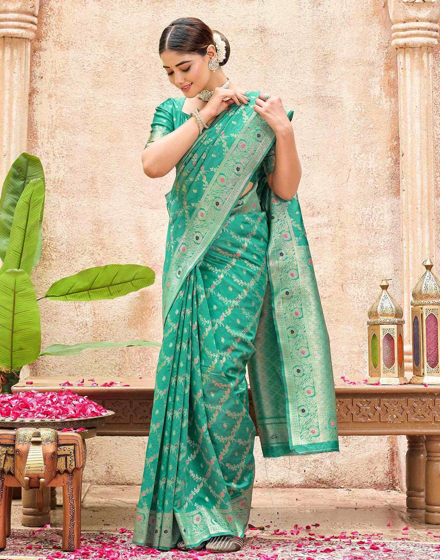 Mint Green Silk Woven Saree