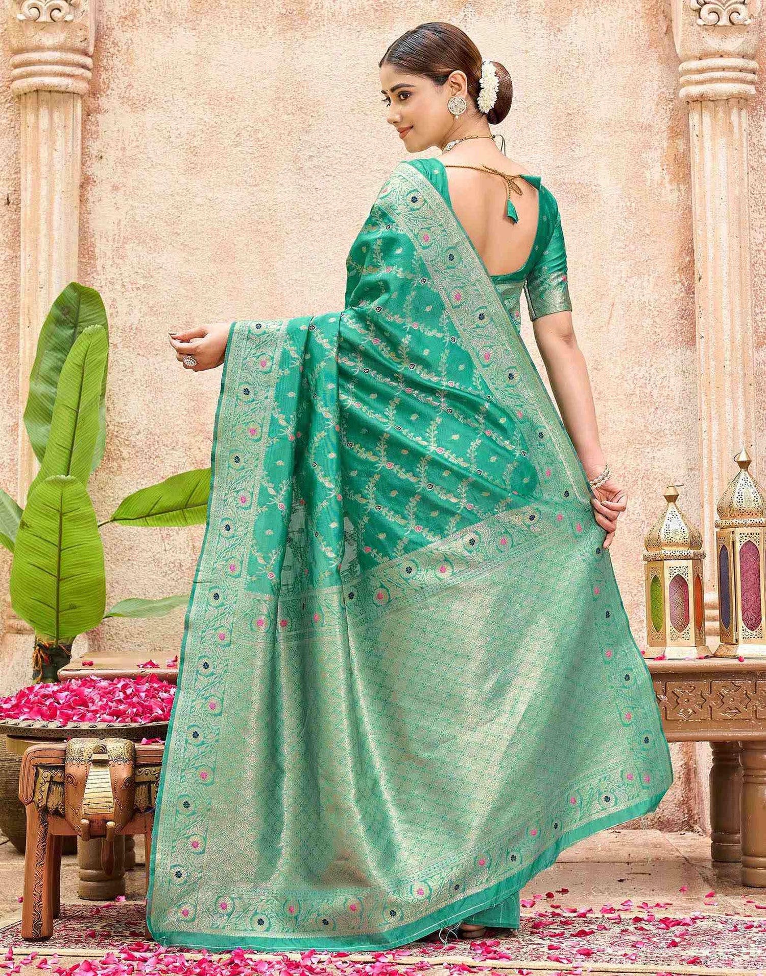 Mint Green Silk Woven Saree