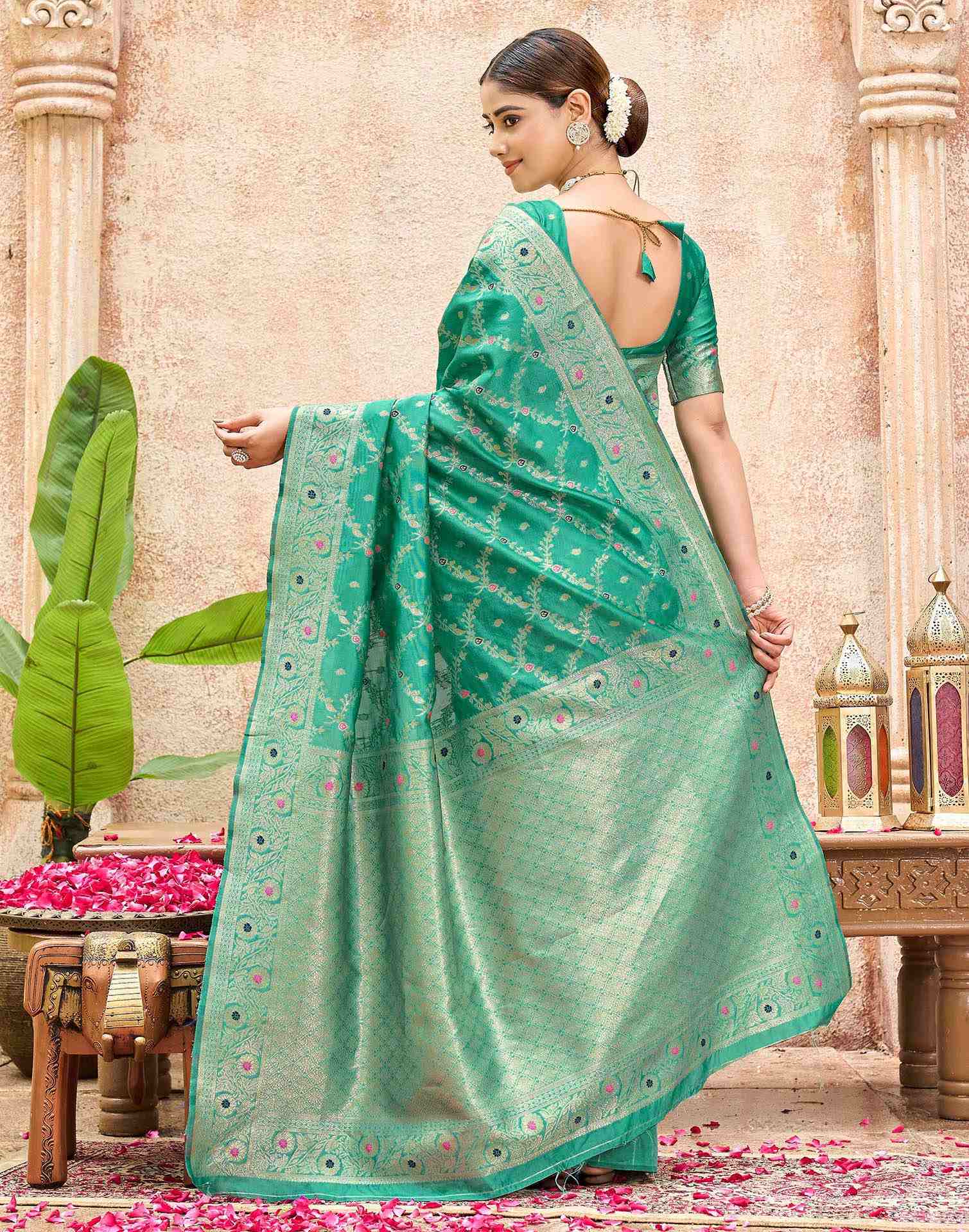 Mint Green Silk Woven Saree