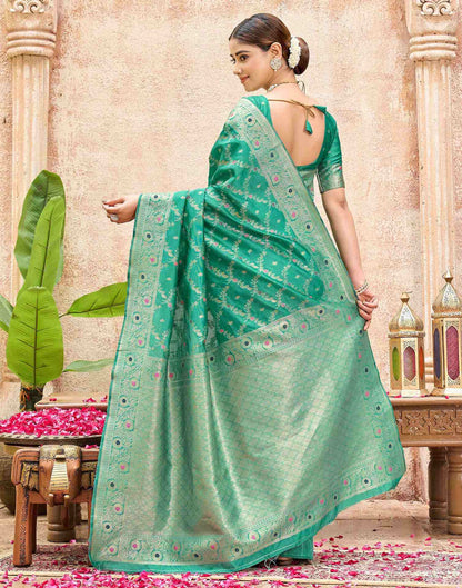 Mint Green Silk Woven Saree