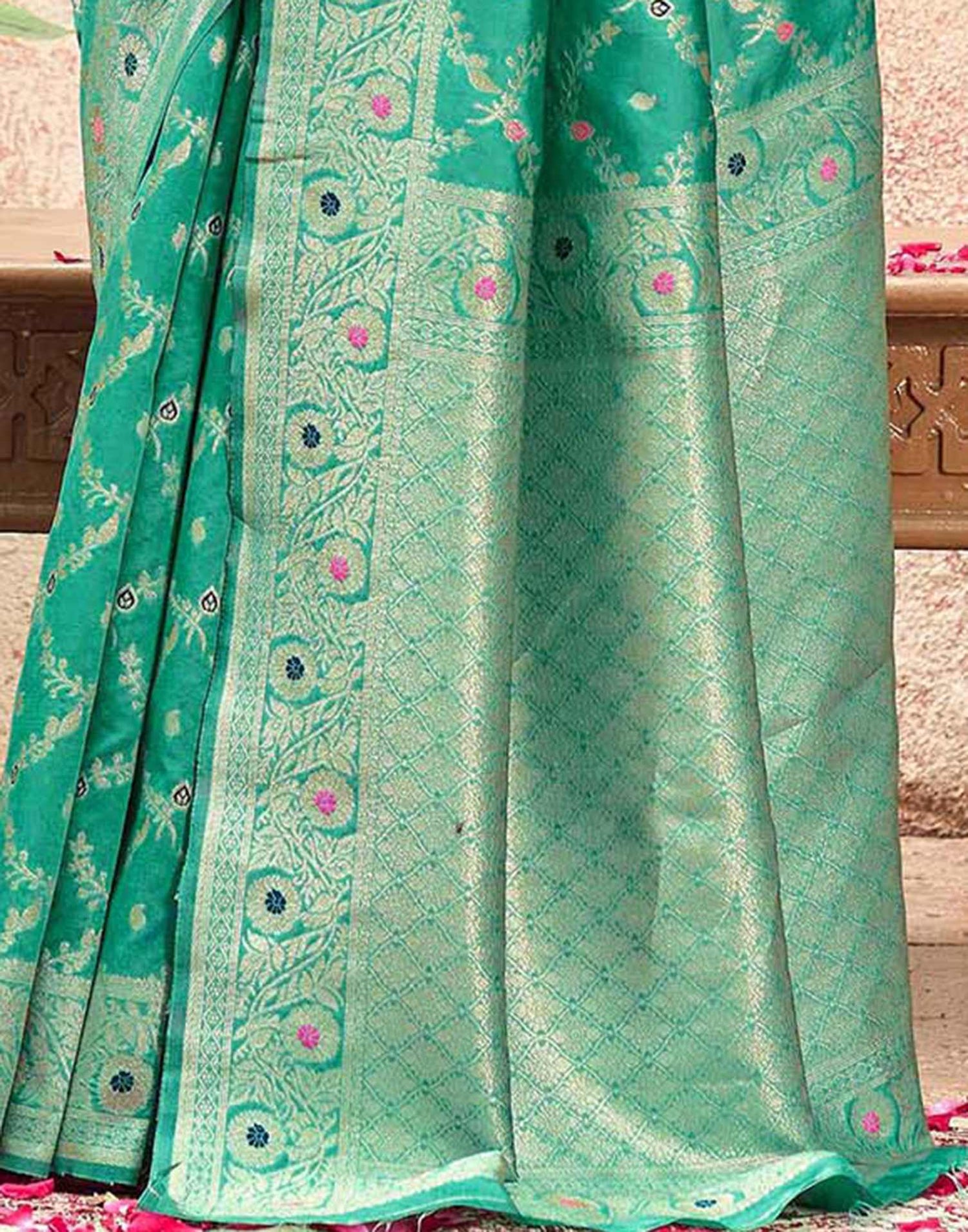 Mint Green Silk Woven Saree