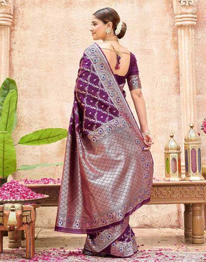 Dark Purple Silk Woven Saree