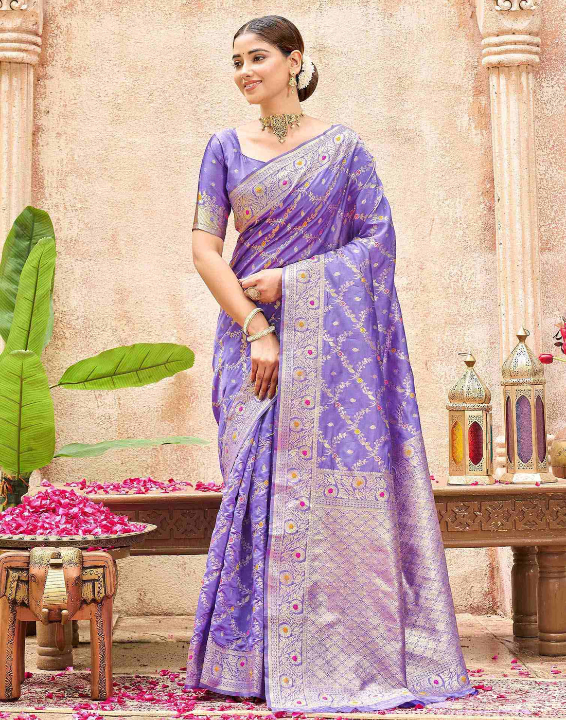 Lavender Silk Woven Saree