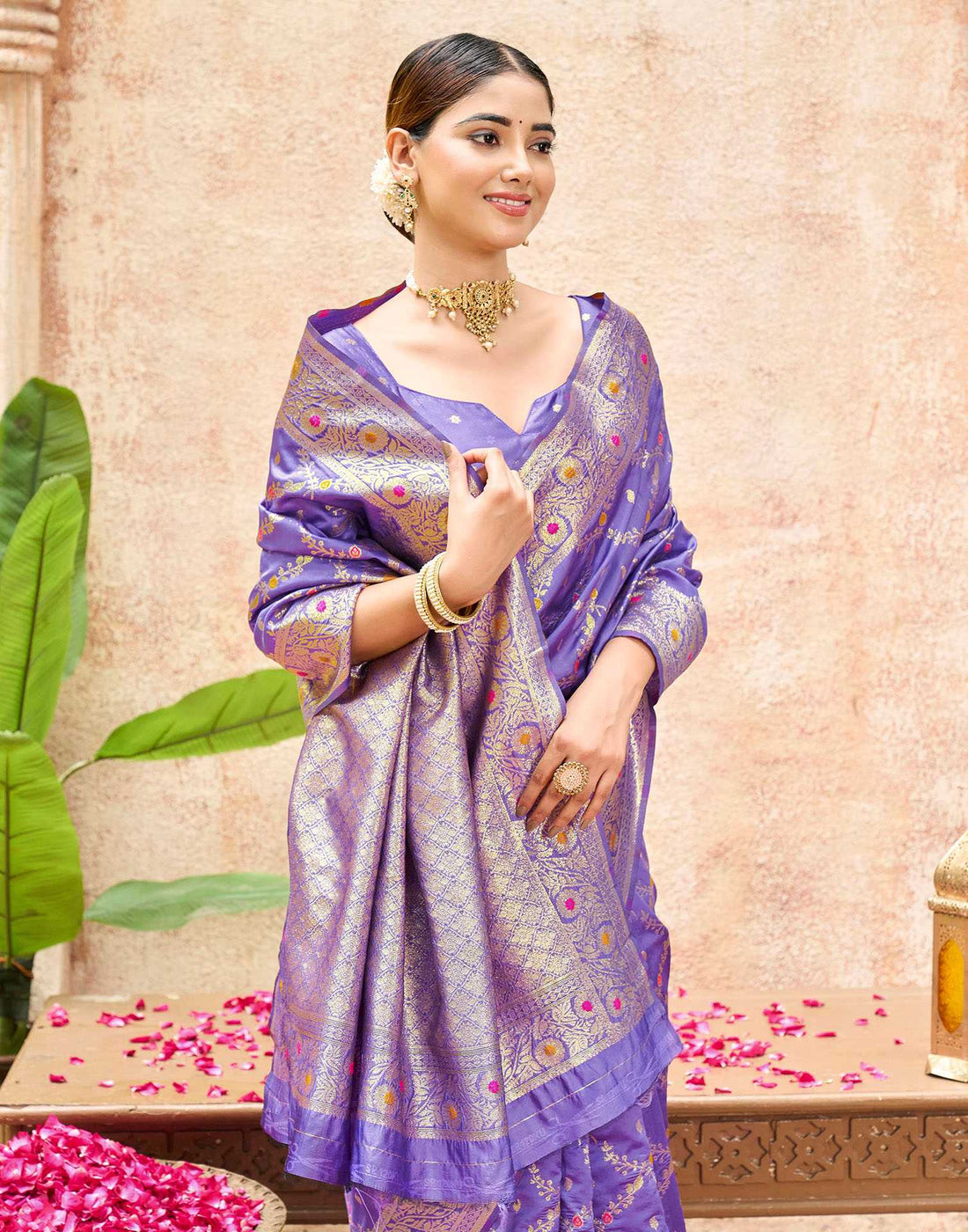 Lavender Silk Woven Saree