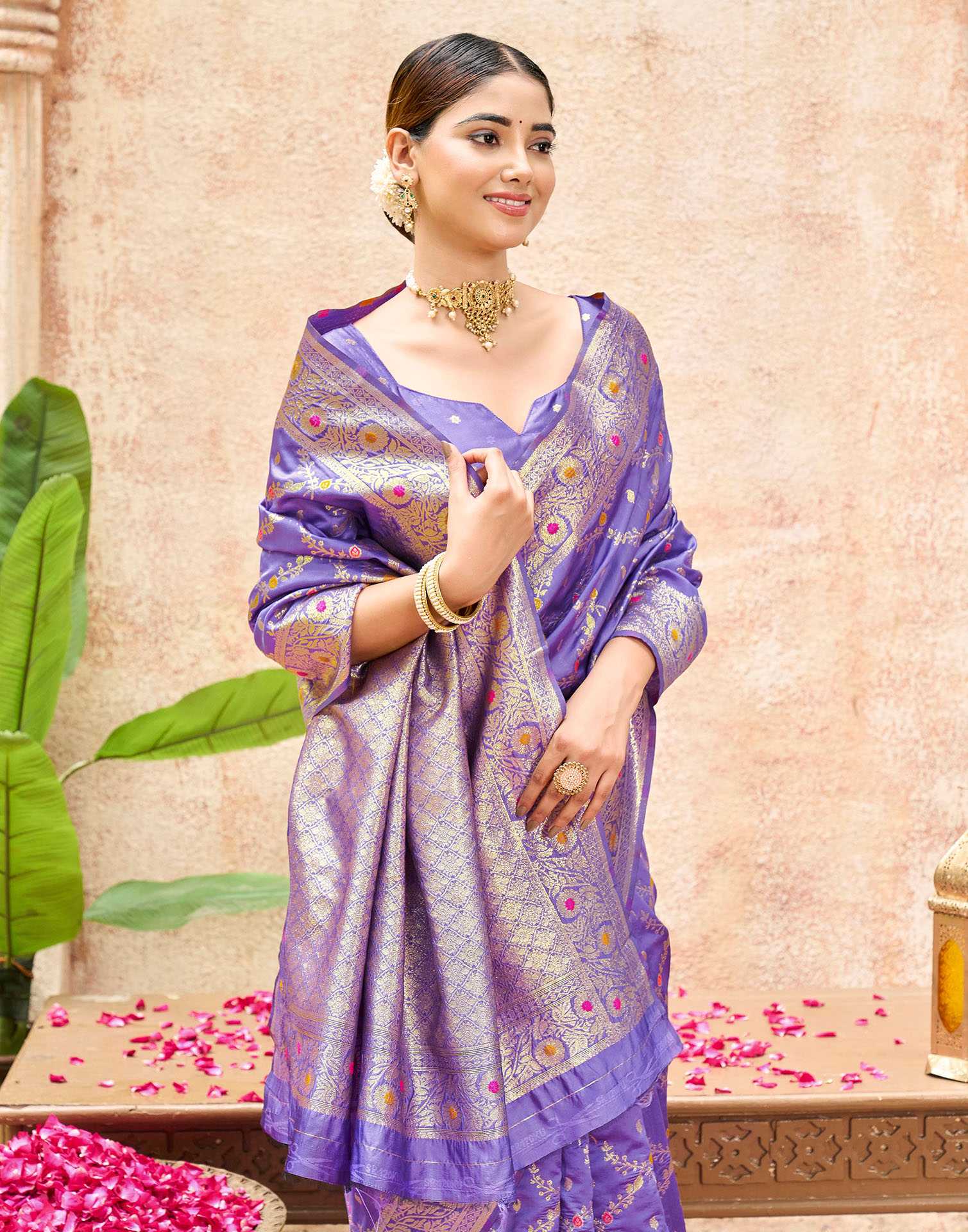 Lavender Silk Woven Saree