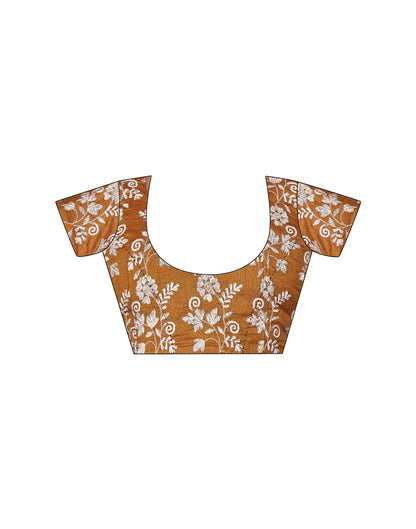Brown Silk Embroidery Saree
