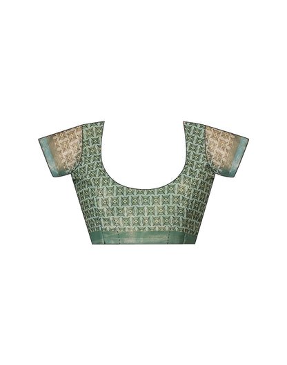 Dusty Green Georgette Printed Saree