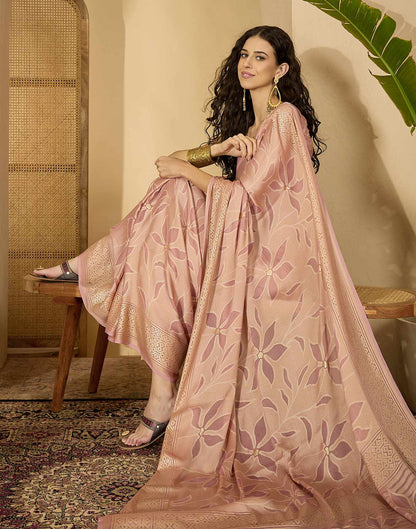 Mauve Georgette Foil Printed Saree