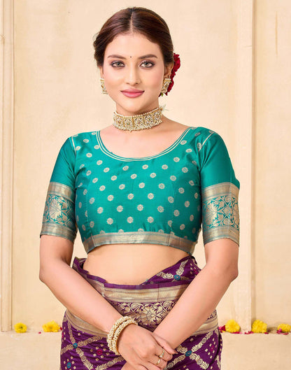 Dark Purple Silk Woven Banarasi Saree