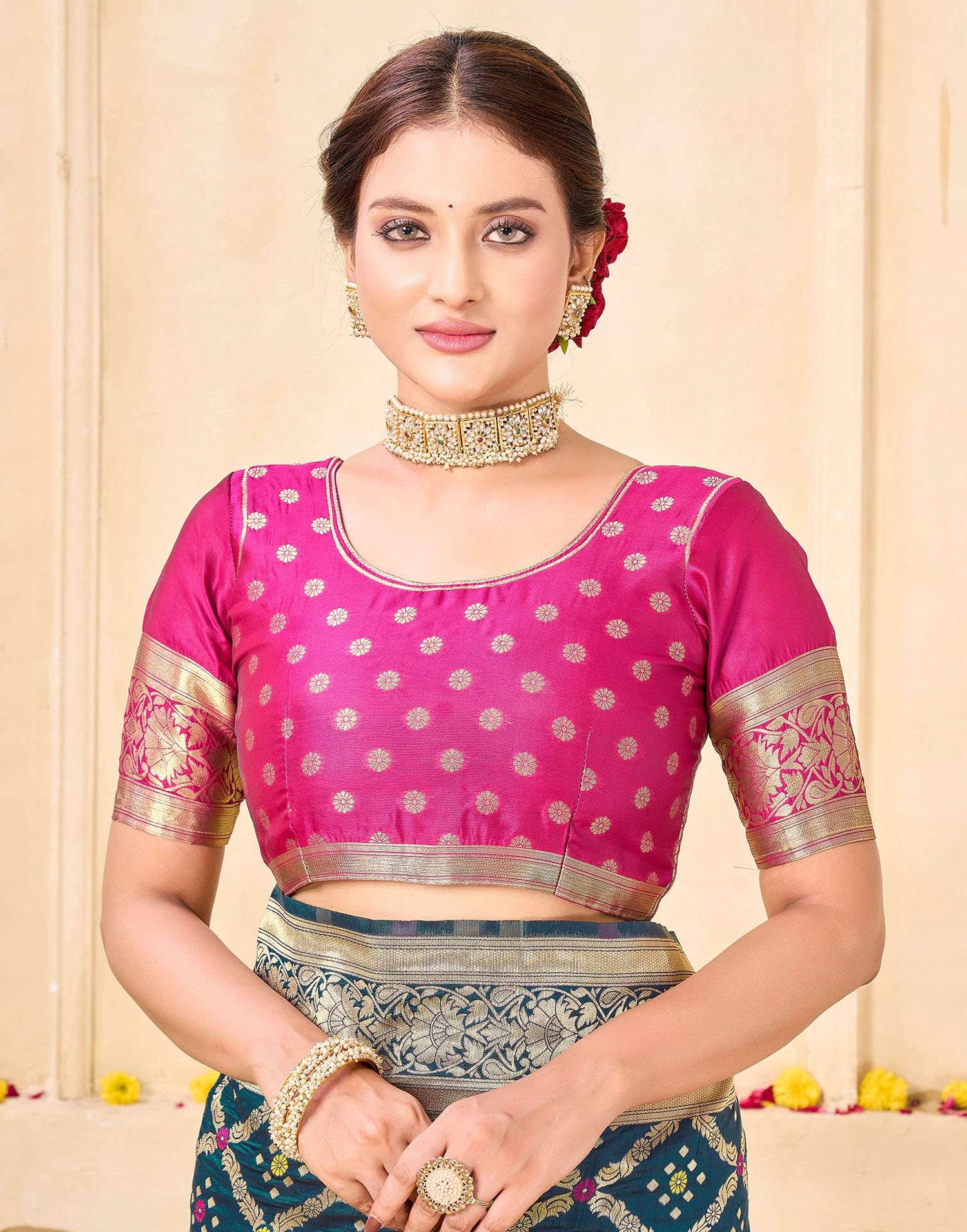 Rama Blue Silk Woven Banarasi Saree