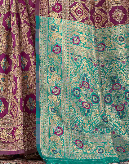 Bottle Green Silk Woven Banarasi Saree