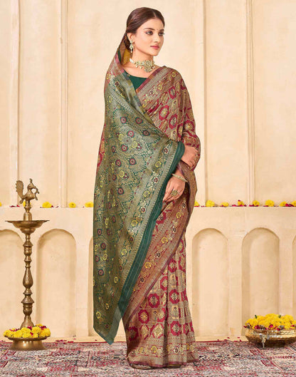 Maroon Silk Woven Banarasi Saree