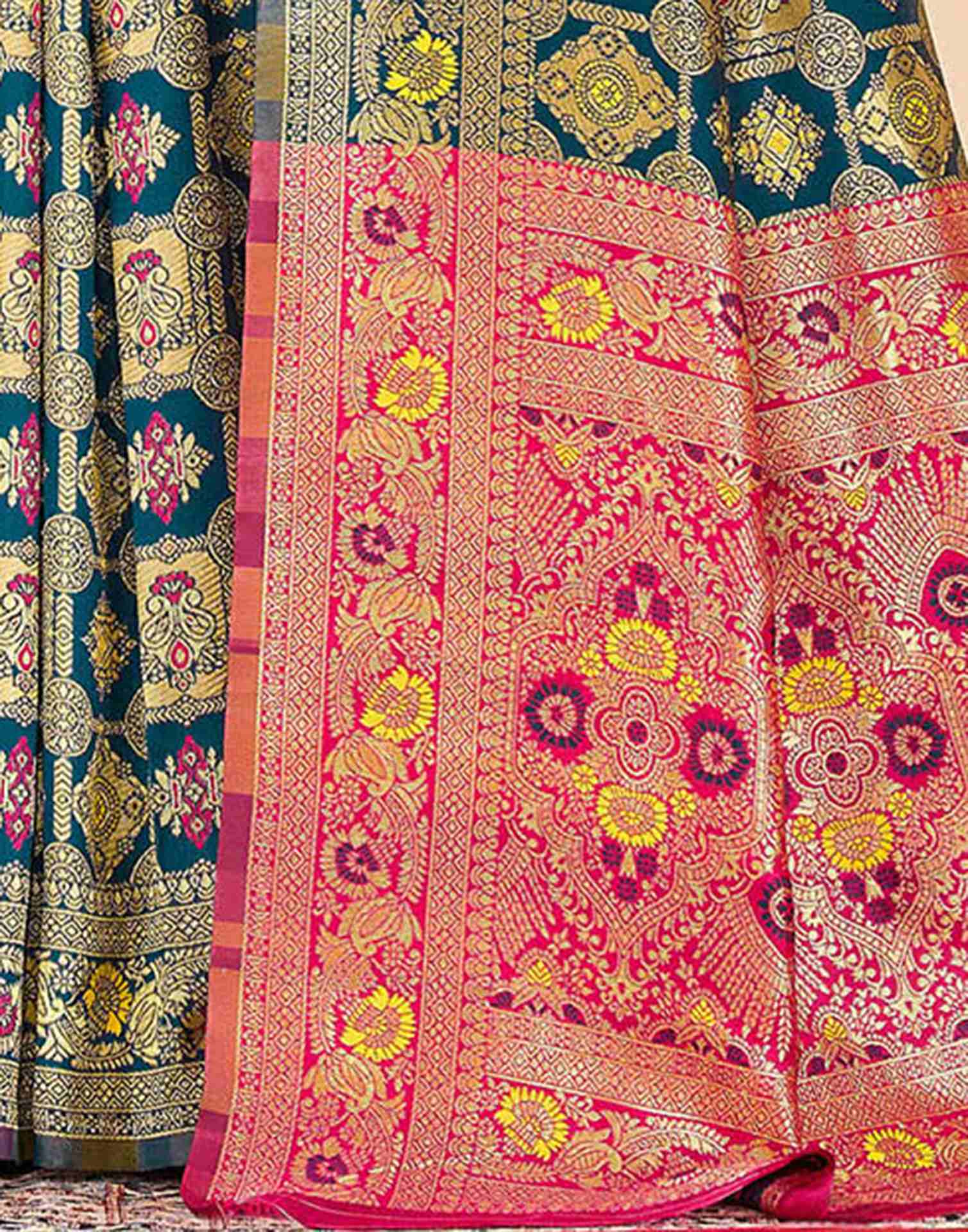 Rama Blue Silk Woven Banarasi Saree