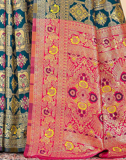 Rama Blue Silk Woven Banarasi Saree