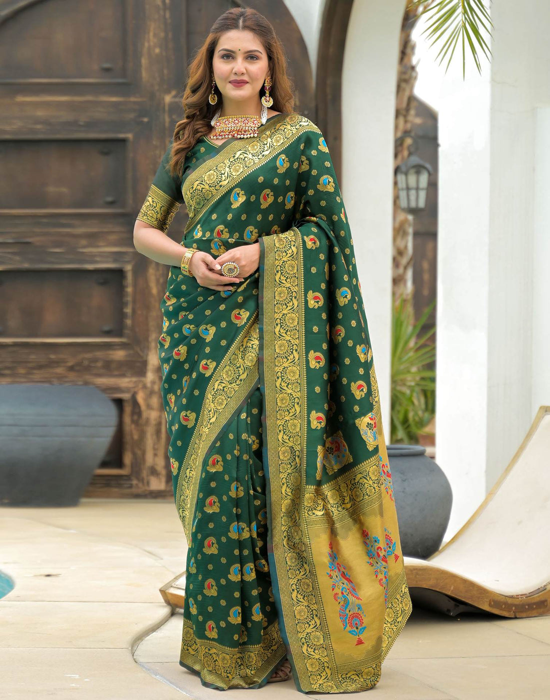 Green Silk Woven Banarasi Saree
