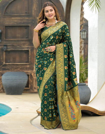 Green Silk Woven Banarasi Saree