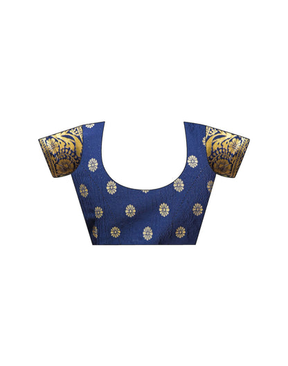 Navy Blue Silk Woven Banarasi Saree