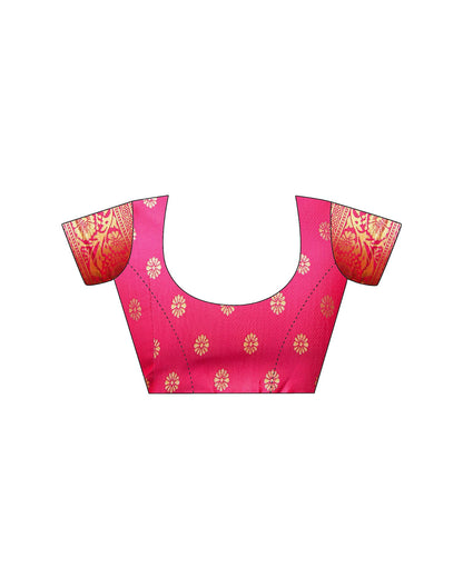 Dark Pink Silk Woven Banarasi Saree