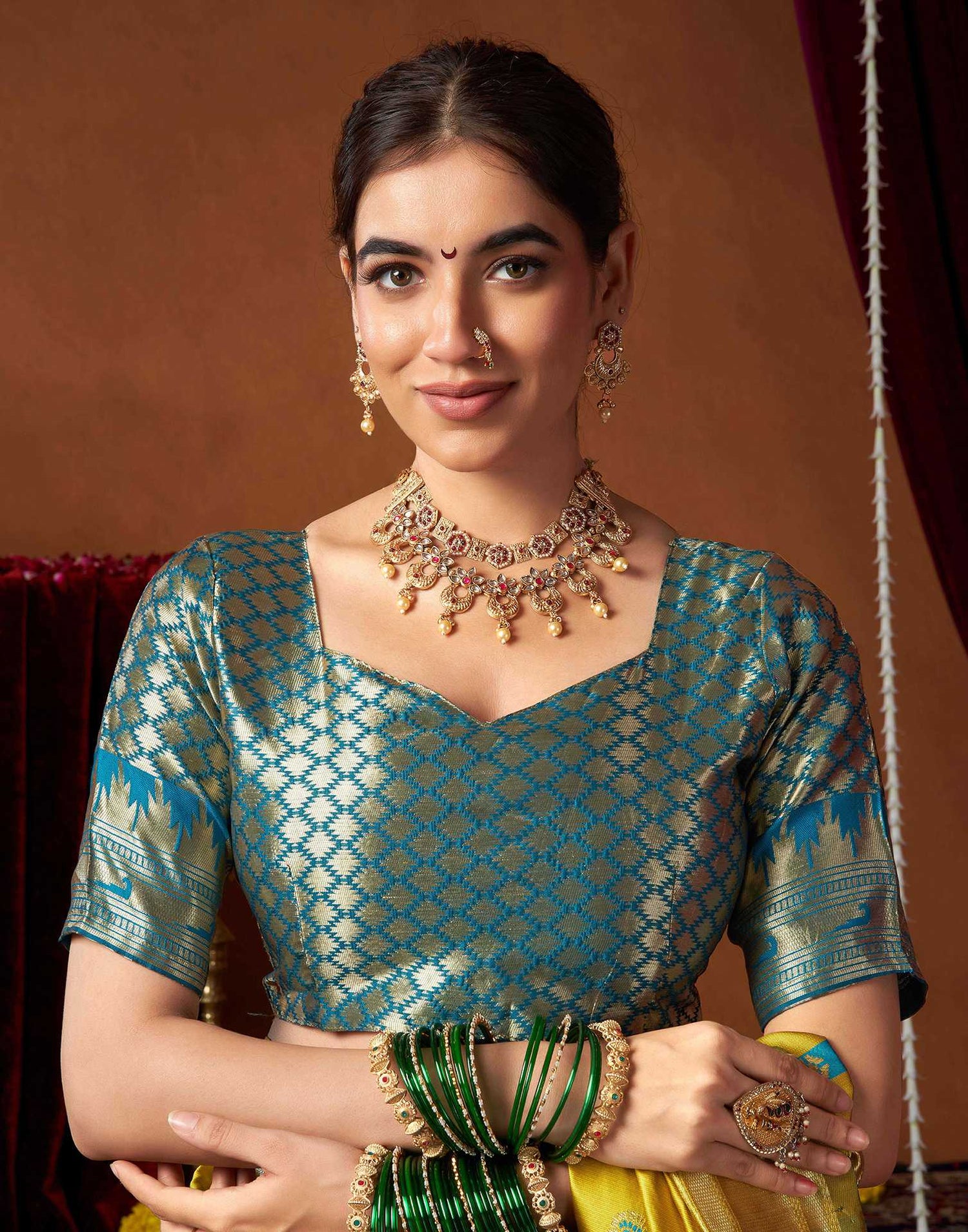 Lime Yellow Silk Paithani Chaturthi Saree