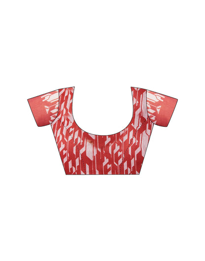 Off White Chanderi Printed Saree