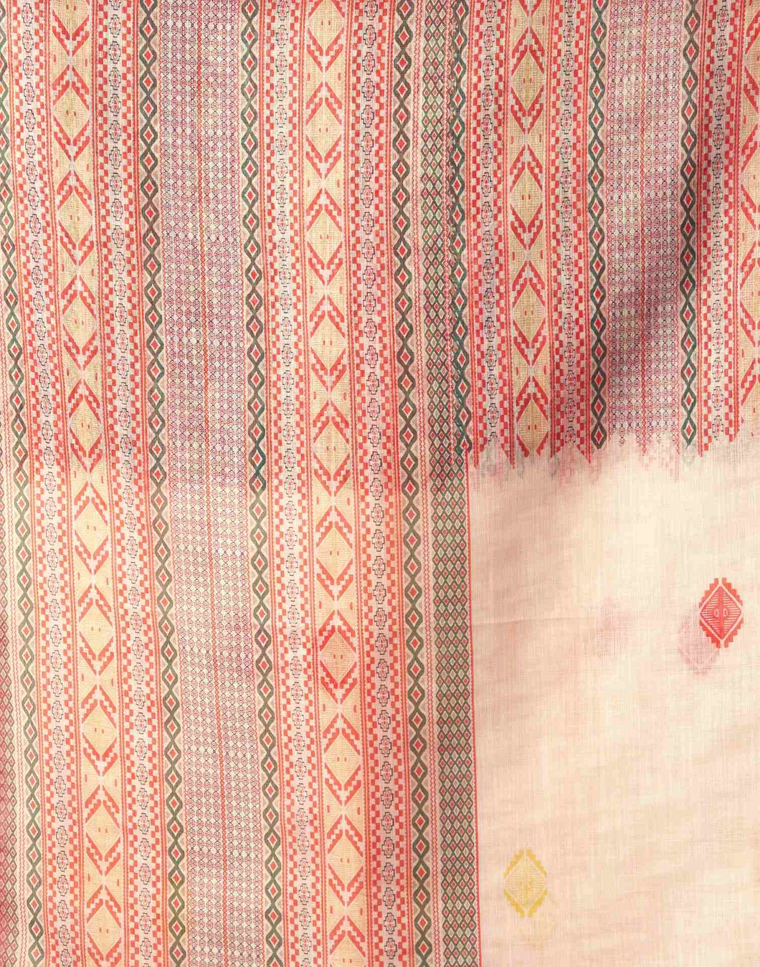 Cream Chanderi Printed Saree