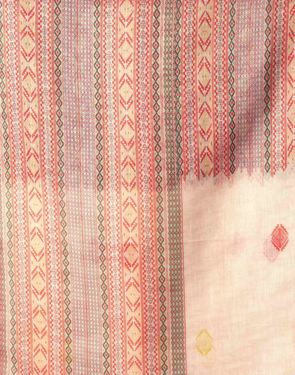 Cream Chanderi Printed Saree