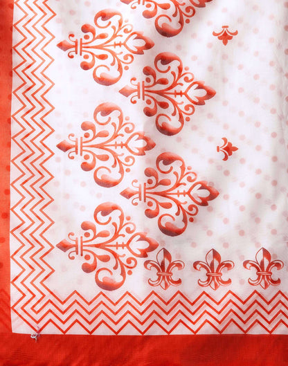 Off White Chanderi Printed Saree