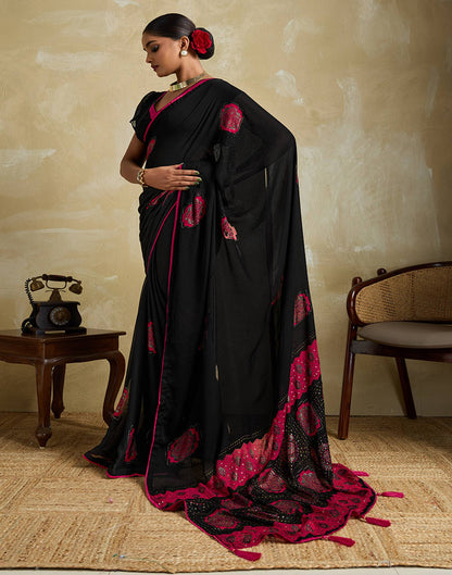 Black Georgette Printed Saree