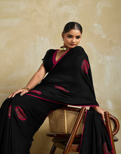 Black Georgette Printed Saree