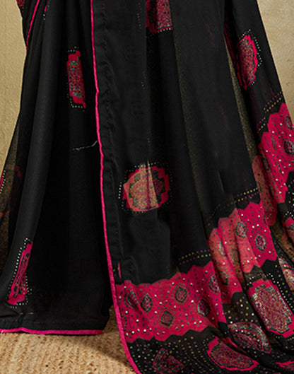 Black Georgette Printed Saree