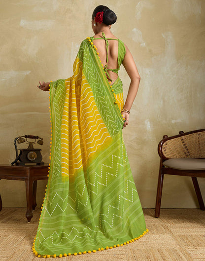 Yellow Linen Printed Saree