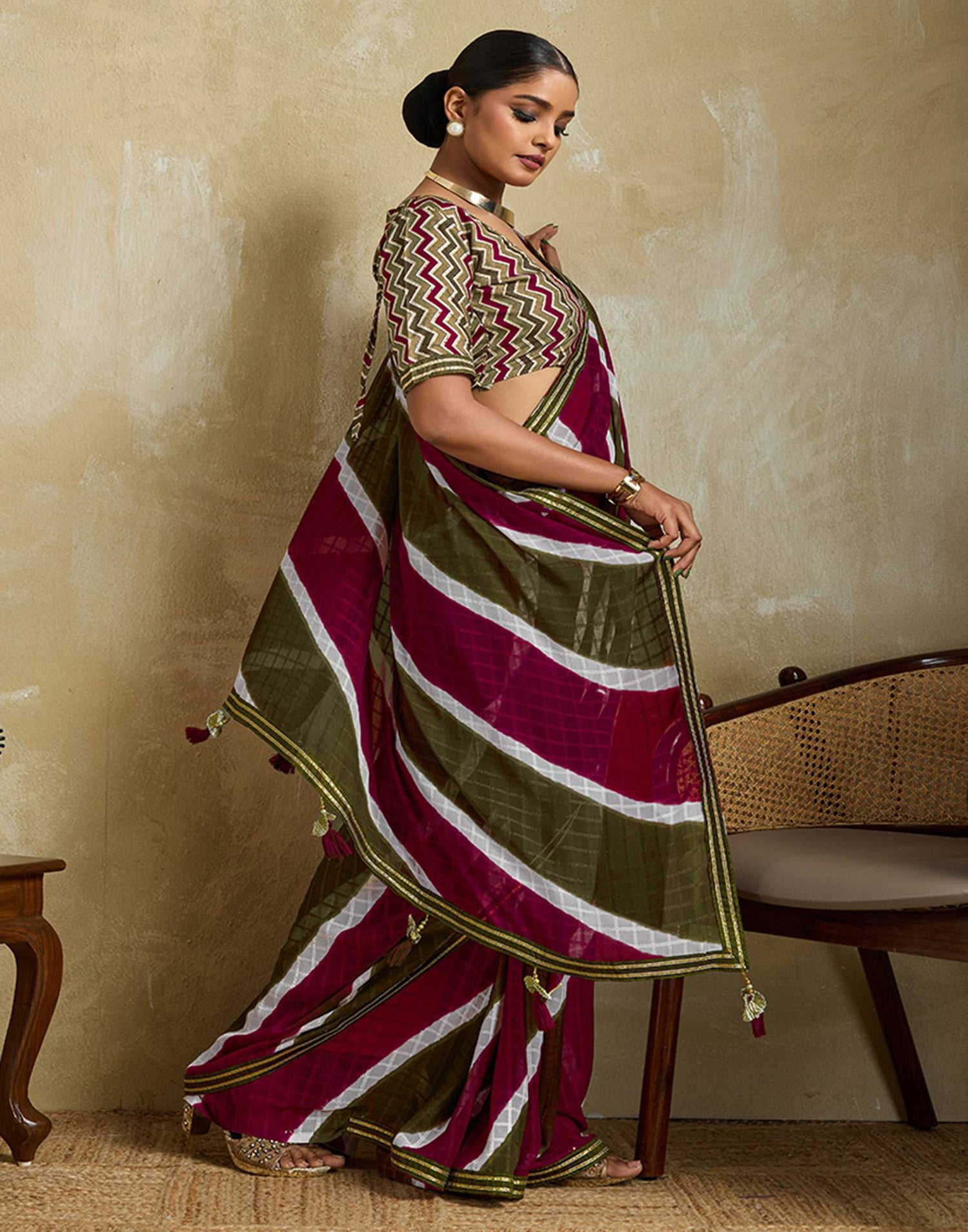 Mehndi Green Georgette Printed Saree
