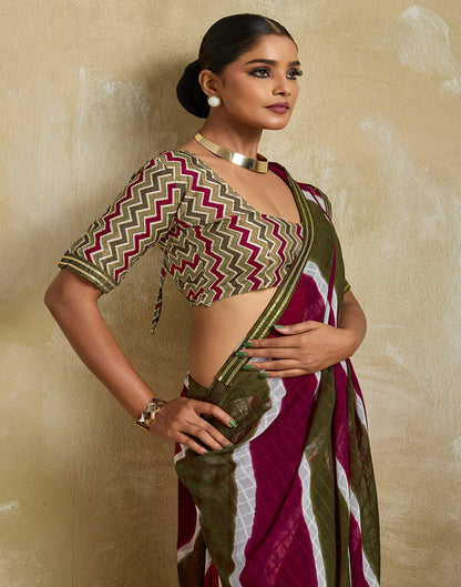 Mehndi Green Georgette Printed Saree