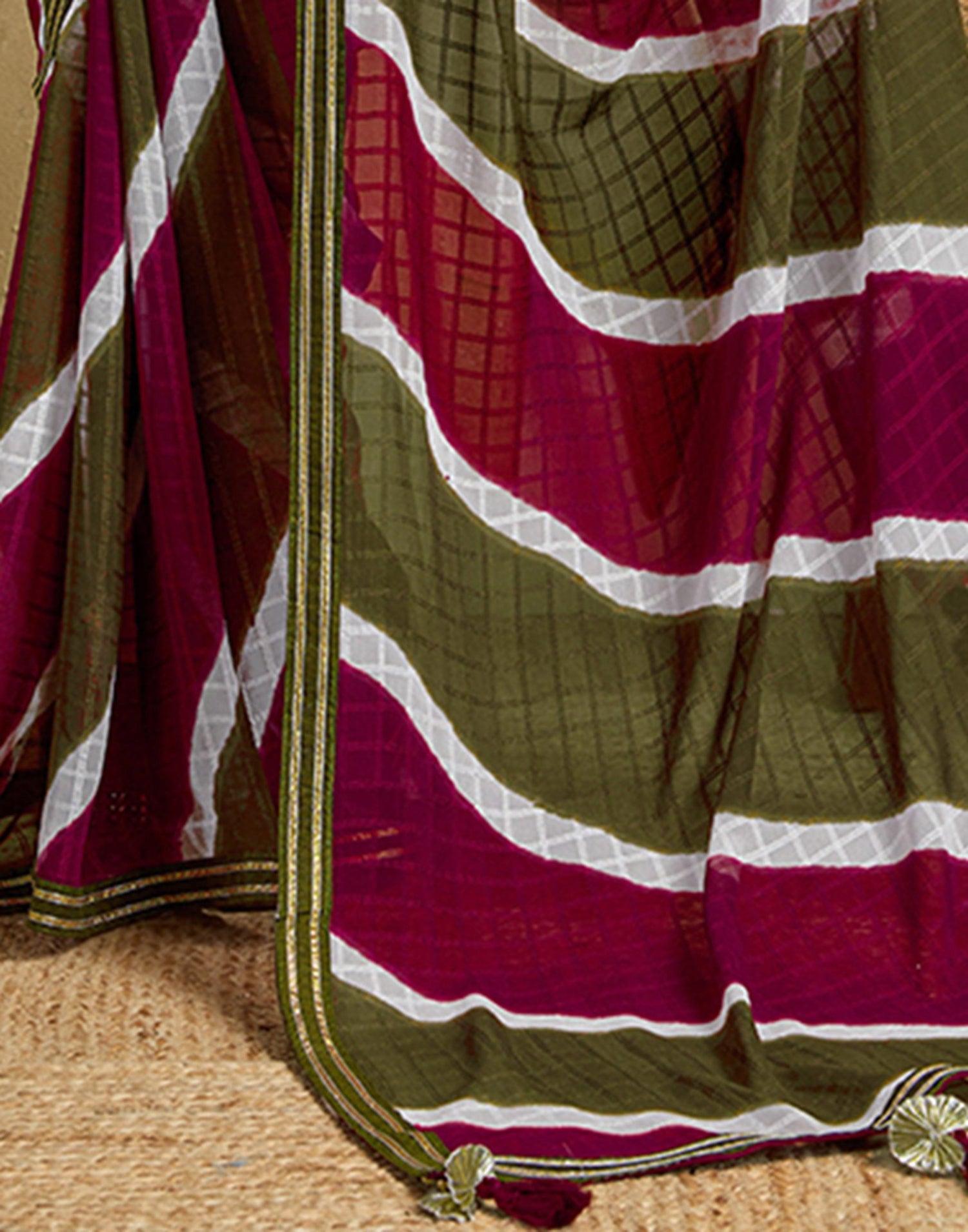 Mehndi Green Georgette Printed Saree
