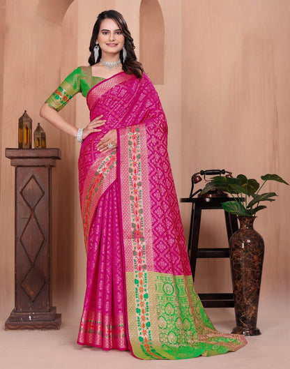 Rani Pink Silk Woven Patola Saree